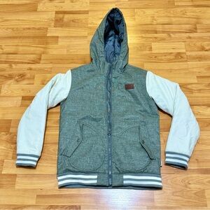 Vans Boys Size M  Insulated Gray &‎ White Jacket with Logo Patch ~ Excellent
